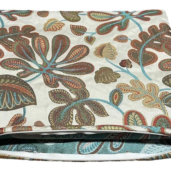 Mika Home Floral Jacquard Pillow Cover Set Of 2 Cream Taupe 20" Hidden Zipper - Picture 6 of 7